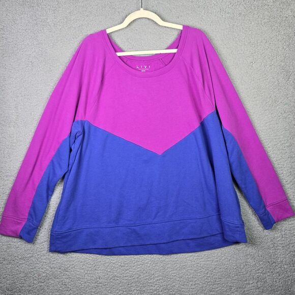 LIVI for Lane Bryant Sweatshirt Womens 22 24 Purple Blue Colorblock Soft Charm - Picture 1 of 10